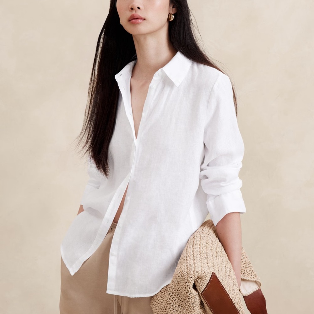 Banana Republic women’s ’perfect shirt’ - Linen - white - L - NWOT